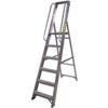 6-Tread, Folding Platform Step Ladder, 1.3m, Aluminium, Non-Slip, Rubber Feet, Silver thumbnail-1