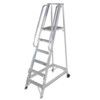 6-Tread,  Step Ladder, 1.5m, Aluminium, Side Handrails, Silver thumbnail-0