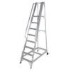 8-Tread,  Step Ladder, 2m, Aluminium, Side Handrails, Silver thumbnail-0