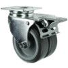 Castor, Twin, Light Duty, Braked, Swivel, 50mm, 80kg Load Capacity thumbnail-0