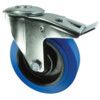 Medium Duty, Castor, 125mm, Braked, Swivel, Top Plate, Rubber, Blue thumbnail-0