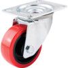 Medium Duty, Castor, 80mm, Unbraked, Swivel, Top Plate, Polyurethane, Red thumbnail-0