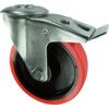 Medium Duty, Castor, 160mm, Braked, Swivel, Bolt Hole, Polyurethane, Red thumbnail-0