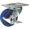 Medium Duty, Castor, 75mm, Braked, Swivel, Top Plate, Rubber, Blue thumbnail-0