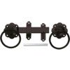 150mm PLAIN RING HANDLE GATE LATCH SET BLACK thumbnail-0