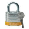 Keyed Padlock, Keyed Different, Steel, Silver/Yellow, 43.3mm Width, Weatherproof thumbnail-0