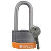 Keyed Padlock, Keyed Different, Steel, Silver/Orange, 43.3mm Width, Weatherproof thumbnail-0