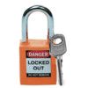 Keyed Lockout Padlock, Keyed Different, Nylon, Orange, 38.1mm Width, Weatherproof thumbnail-0