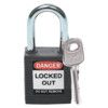 Keyed Lockout Padlock, Keyed Different, Nylon, Black, 38.1mm Width, Weatherproof thumbnail-0