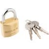 Keyed Padlock, Cross Key, Brass, Gold, 40mm Width, Weatherproof thumbnail-0