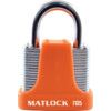 Keyed Padlock, Keyed Different, Steel, Orange, 40mm Width, Weatherproof thumbnail-0