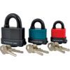 Keyed Padlock, Keyed Different, Steel, Black, 69mm Width, Weatherproof thumbnail-0