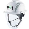 V-GARD 950 Safety Helmet with FAS-TRAC III Harness and Integrated Visor, White with Social Distancing Logo thumbnail-0