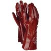 P43 Polychem, Chemical Resistant Gauntlet, Red, PVC, Interlock Cotton Liner, Size 10 thumbnail-0