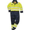 Flame Retardant Coveralls, Navy Blue/Yellow, Bizflame Multi, Stud Closure, Chest 48-50", XL thumbnail-0