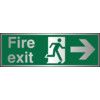 Fire Exit Arrow Right Aluminium Sign 300mm x 100mm thumbnail-0