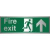 Fire Exit Arrow Up Aluminium Sign 300mm x 100mm thumbnail-0