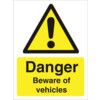 Beware of Vehicles Polycarbonate Danger Sign - 300 x 400mm thumbnail-0