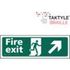 Fire Exit Running Man Sign Arrow Up / Right Taktyle 450mm x 150mm thumbnail-0