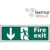 Fire Exit Running Man Sign Arrow Down Taktyle 450mm x 150mm thumbnail-0