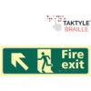 Fire Exit Running Man Sign Arrow Up / Left Taktyleph 450mm x 150mm thumbnail-0