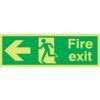 Fire Exit Arrow Left Photoluminescent Rigid PVC Sign 450mm x 150mm thumbnail-0