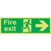 Fire Exit Arrow Right Photoluminescent Vinyl Sign 450mm x 150mm thumbnail-0