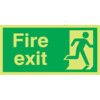 Fire Exit Man Right Photoluminescent Vinyl Sign 450mm x 150mm thumbnail-0