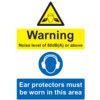 Noise Level of 80dB or above Rigid PVC Warning Sign 148mm x 210mm thumbnail-0