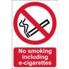 No Smoking Including E-Cigarettes Rigid PVC Sign 148mm x 210mm thumbnail-0