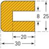 Collision Surface Protection Cover, Rectangular, Polyurethane, Yellow/Black, 5m x 25mm x 30mm thumbnail-1