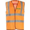 Hi-Vis Vest, Orange  (2XL) C/W First Aider Green Text Front & Back thumbnail-0