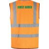 Hi-Vis Vest, Orange  (L) C/W First Aider Green Text Front & Back thumbnail-1