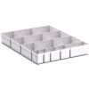 CUBIO PLASTIC BOX DIVIDER KIT 14SET. WxDxH: 525x650x100+ mm GREY thumbnail-0