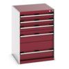 CUBIO CABINET 5 DRAWERS WxDxH:650x650x900mm RED thumbnail-0