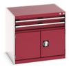 CUBIO DRW/DOOR CABINET 2 DRAWERS HD WxDxH: 800x650x700mm RED thumbnail-0