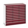 CUBIO CABINET 10 DRAWERS HDWxDxH: 1300x650x1200mm RED thumbnail-0