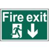 FIRE EXIT ARROW DOWN - RPVC (300X200MM) thumbnail-0