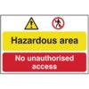 HAZARDOUS AREA / NO UNAUTHORISEDACCESS - PVC (600 X 400MM) thumbnail-0