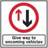 600X600MM TEMPORARY SIGN & FRAME- GIVE WAY TO ON COMING VEHICLES thumbnail-0