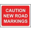 1050 X 750MM TEMPORARY SIGN & FRAME - CAUTION NEW ROAD MARKINGS thumbnail-0