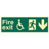 DISABLED FIRE EXIT MAN RUNNINGARR OW DOWN - PHS (450 X 150MM) thumbnail-0