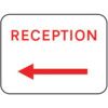 600X450MM DIBOND 'RECEPTION ARROW LEFT' ROAD SIGN (W/O CHANNEL) thumbnail-0