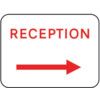 600X450MM DIBOND 'RECEPTION ARROW RIGHT' ROAD SIGN (WITH CHANNEL) thumbnail-0