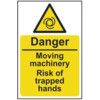 DANGER MOVING MACHINERY RISK OF TRAPPED HANDS - RPVC (200 X 300MM) thumbnail-0