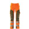 ACCELERATE SAFE TROUSERS WITH KNEEPAD POCKETS HI-VIS ORANGE/MOSS GREEN (L30W30.5) thumbnail-0