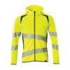 ACCELERATE SAFE HOODIE WITH ZIPPER HI-VISYELLOW/DARK PETROLEUM (XS) thumbnail-0