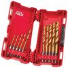 RED-HEX (1/4"HEX) SHOCKWAVE HSSG TiN DRILL SET 3-10mm 10PC (BX-10) thumbnail-0