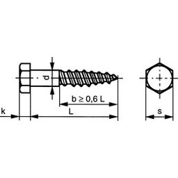 Hexagon Head Wood Screw -ST (Self Tapping) - Steel - BZP (Bright Zinc Plated) - DIN 571 thumbnail-1