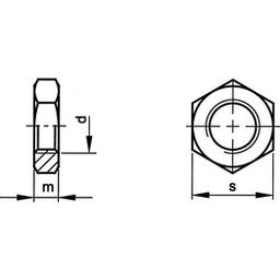 Hexagon Thin Nut, Metric - Steel - Standard (Self Colour) - MF (Metric Fine) - Plain - Grade 4 - DIN 439 B (1987) thumbnail-3